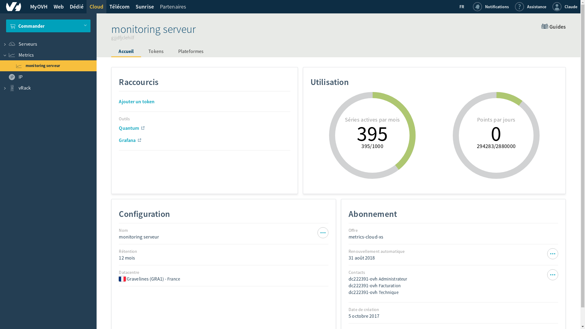 page ovh metrics