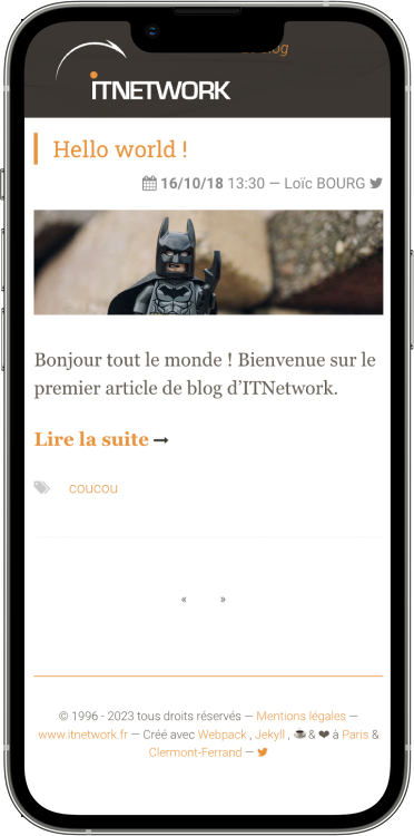 capture d'écran de notre premier blog
